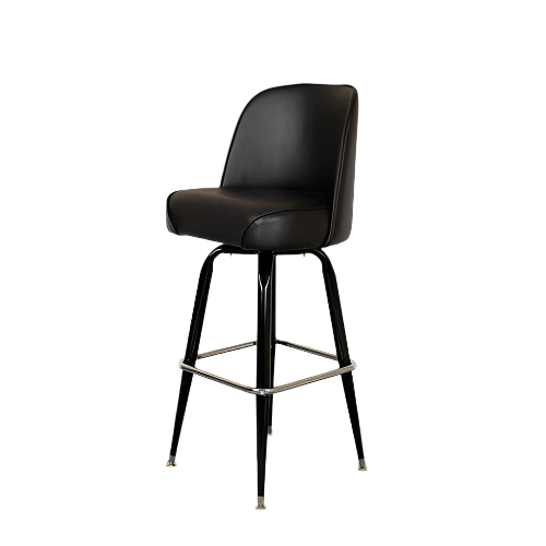 "The Big Boss" Black Metal Barstool with Swivel Bucket Seat