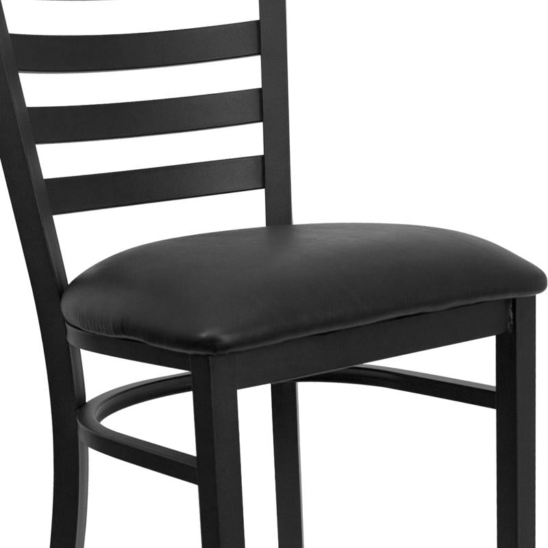Heavy Duty Black Ladder Back Metal Restaurant Barstool