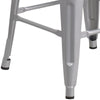 24" High Backless Silver Metal Counter Height Stool with Square Wood Seat