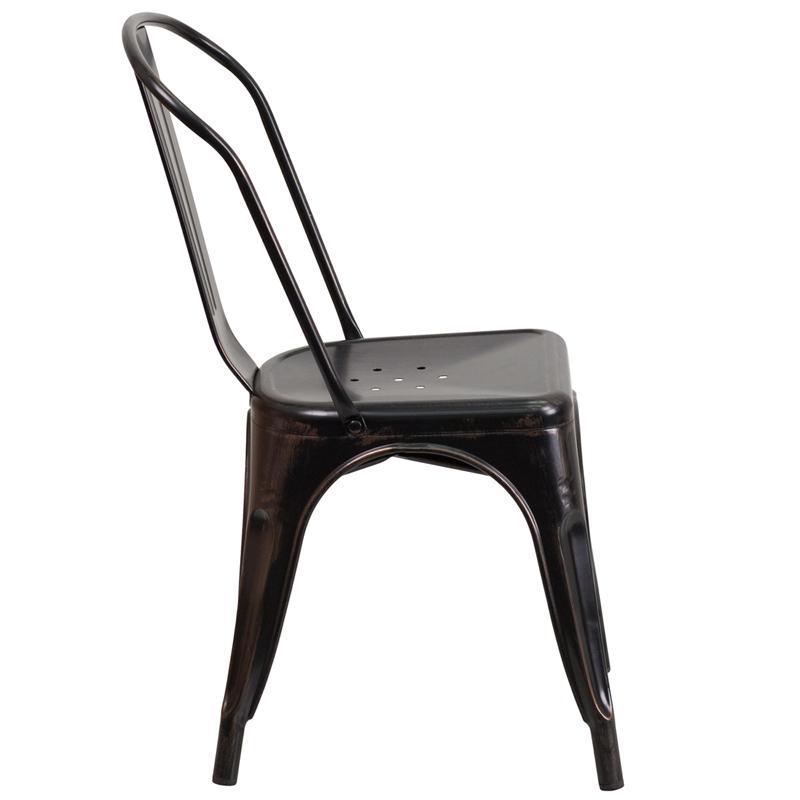 Black-Antique Metal Stackable Chair