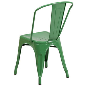 Green Metal Indoor-Outdoor Stackable Chair