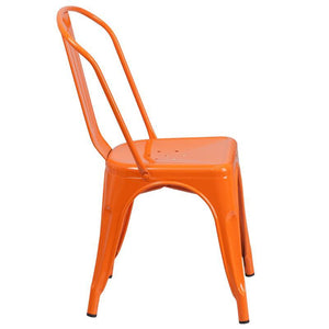 Orange Metal Indoor-Outdoor Stackable Chair 2