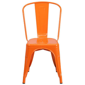 Orange Metal Indoor-Outdoor Stackable Chair 1