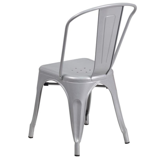 Silver Metal Indoor-Outdoor Stackable Chair 1
