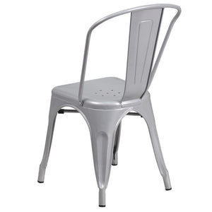 Silver Metal Indoor-Outdoor Stackable Chair 1