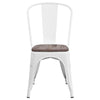 White Metal Stackable Chair with Wood Seat 1