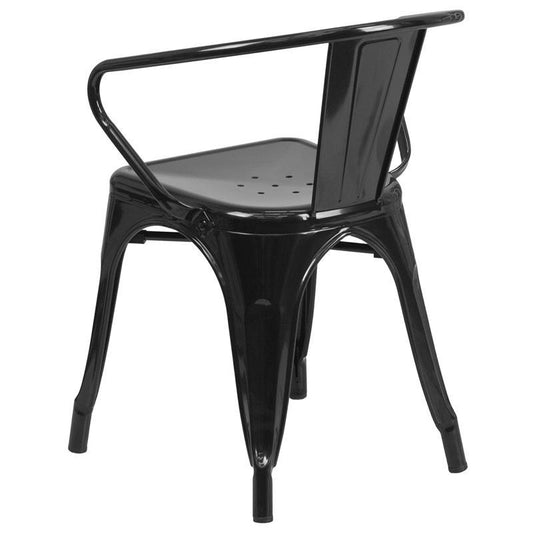 Black Metal Indoor-Outdoor Chair with Arms 1