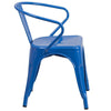 Blue Metal Indoor-Outdoor Chair with Arms side look