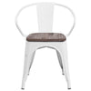 White Metal Chair with Wood Seat and Arms 1
