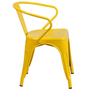 Yellow Metal Chair with Arms