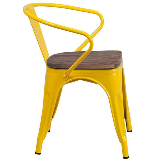 Metal Chair with Wood Seat
