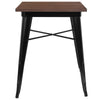 Square Black Metal Indoor Table with Walnut Rustic Wood Top