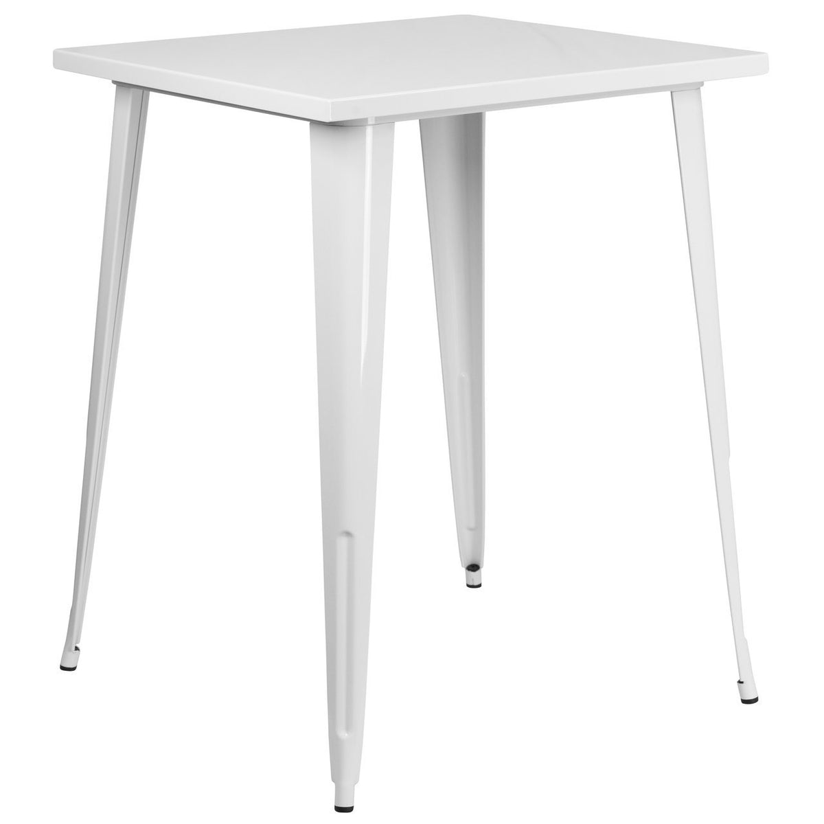 Square White Metal Indoor-Outdoor Bar Height Table