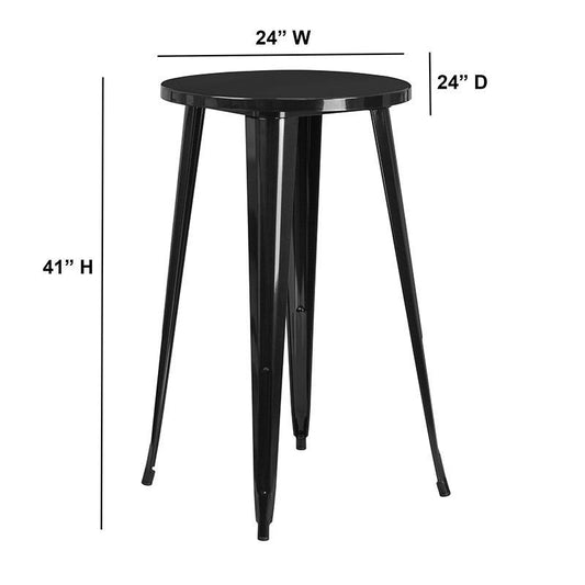 Round Black Metal Indoor-Outdoor Bar Height Table