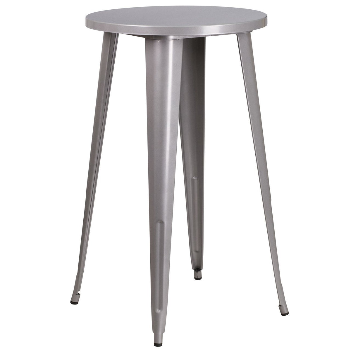 Round Silver Metal Bar Height Table