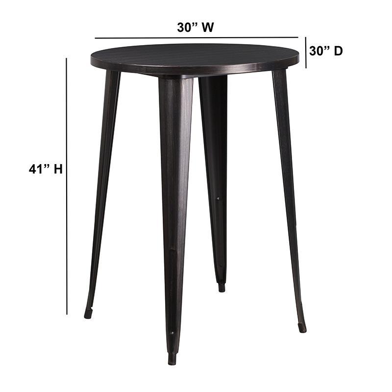 Round Black-Antique Gold Metal