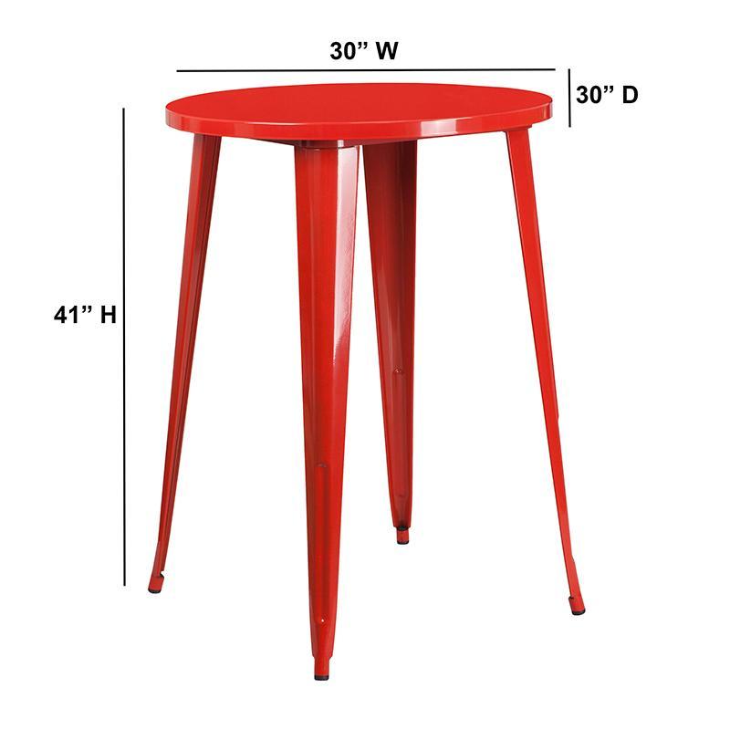 Round Red Metal Indoor-Outdoor