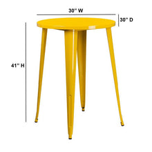 Load image into Gallery viewer, 30&#39;&#39; Round Yellow Metal Indoor-Outdoor Bar Height Table