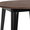 30" Round Black Metal Indoor Bar Height Table with Walnut Rustic Wood Top