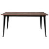 30.25" x 60" Rectangular Black Metal Indoor Table with Walnut Rustic Wood Top