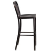 30'' High Black-Antique Gold Metal Indoor-Outdoor Barstool with Vertical Slat Back