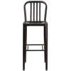 30'' High Black-Antique Gold Metal Indoor-Outdoor Barstool with Vertical Slat Back