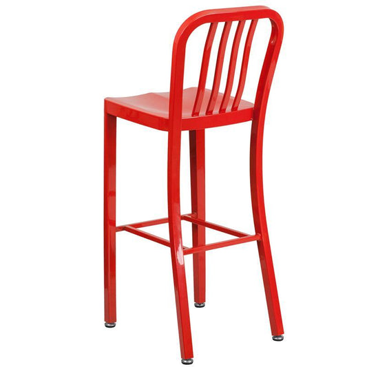 High Red Metal Indoor-Outdoor Barstool