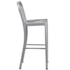Silver Metal Indoor-Outdoor Barstool with Vertical Slat Back 7