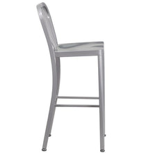 Load image into Gallery viewer, 30&#39;&#39; High Silver Metal Indoor-Outdoor Barstool with Vertical Slat Back