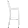 30'' High White Metal Indoor-Outdoor Barstool with Vertical Slat Back