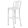30'' High White Metal Indoor-Outdoor Barstool with Vertical Slat Back