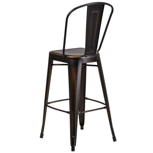 Metal Indoor-Outdoor Copper Barstool with Back