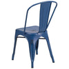 Distressed Antique Blue Metal Indoor-Outdoor Stackable Chair side look