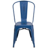 Distressed Antique Blue Metal Indoor-Outdoor Stackable Chair front look