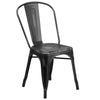 Distressed Black Metal Indoor-Outdoor Stackable Chair