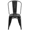 Distressed Black Metal Indoor-Outdoor Stackable Chair front look
