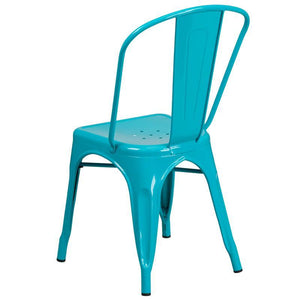 Crystal Teal-Blue Metal Indoor-Outdoor Stackable Chair 1