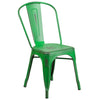 Distressed Green Metal Indoor-Outdoor Stackable Chair