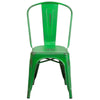 Distressed Green Metal Indoor-Outdoor Stackable Chair front look