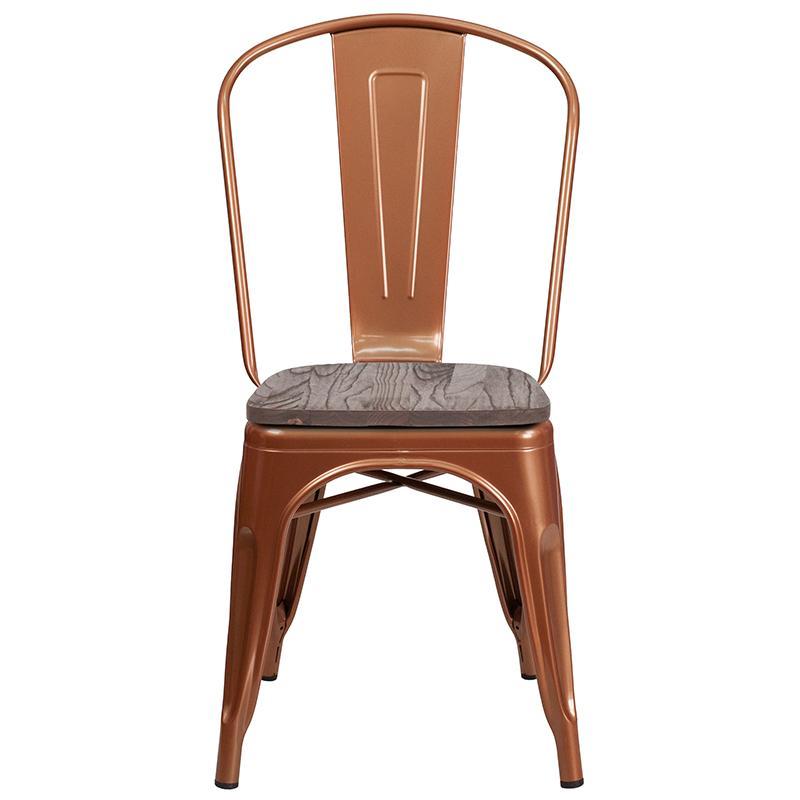 Copper Stackable Chair with Wood Seat