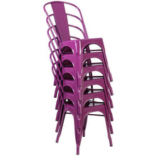 Load image into Gallery viewer, Purple Metal Indoor-Outdoor Stackable Chair 1