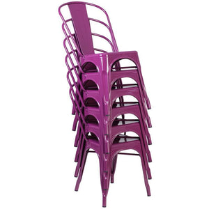 Purple Metal Indoor-Outdoor Stackable Chair 1