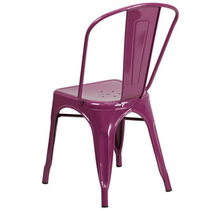 Purple Metal Indoor-Outdoor Stackable Chair 2