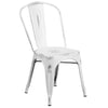 Distressed White Metal Indoor-Outdoor Stackable Chair