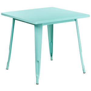31.5'' Square Mint Green Metal Indoor-Outdoor Table