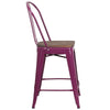 High Purple Metal Counter Height Seat