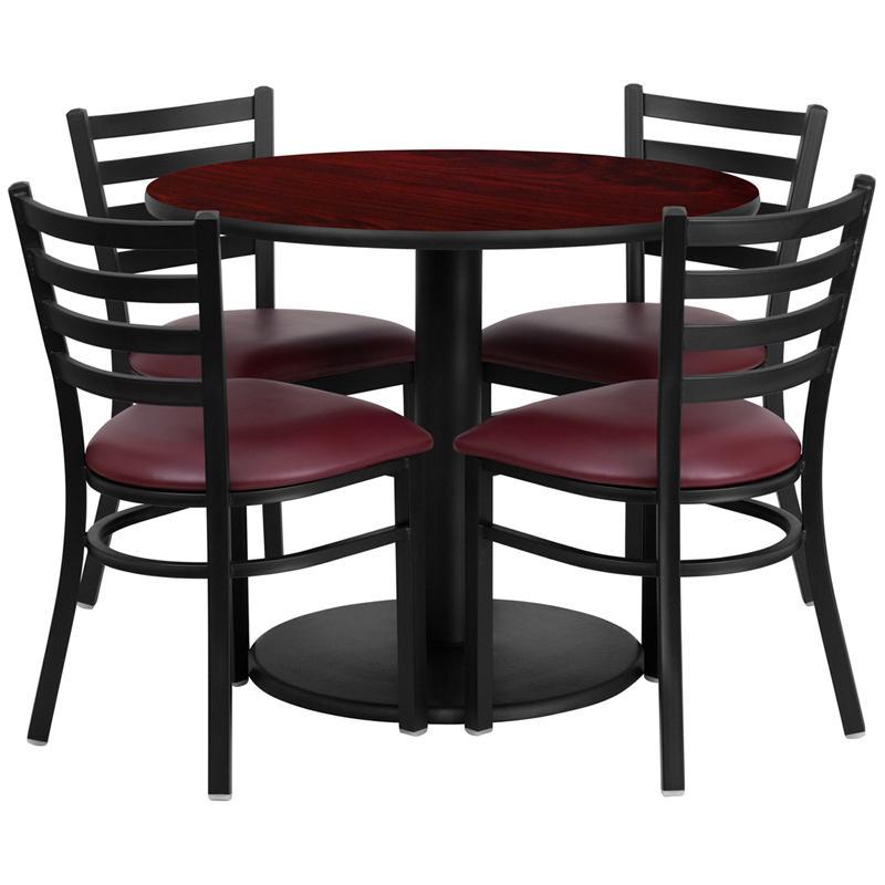 Round Mahogany Laminate Table Set