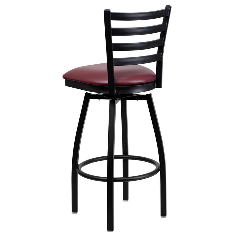 Swivel Metal Barstool - Burgundy Vinyl Seat