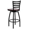 Black Ladder Back Swivel Metal Barstool