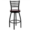 Heavy Duty Black Ladder Back Swivel Metal Barstool